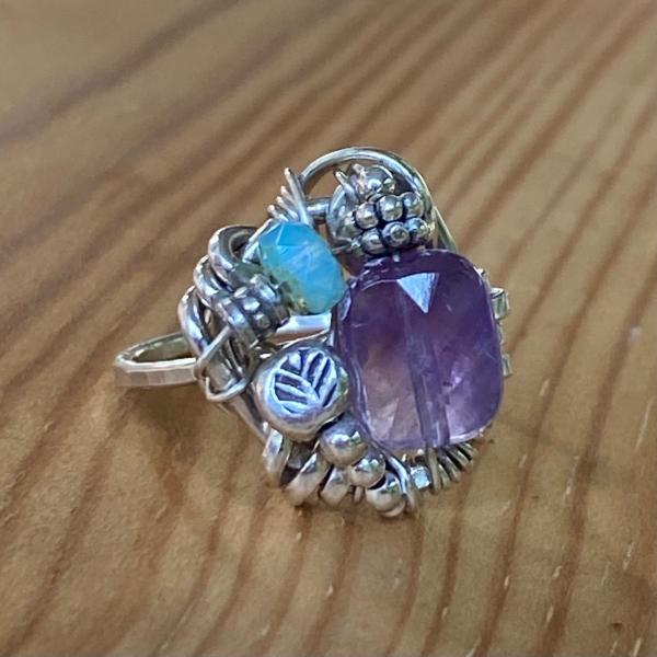 Size 8.5 Sterling Amethyst Ring picture