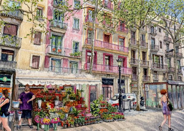 Flowers on La Rambla, Barcelona picture