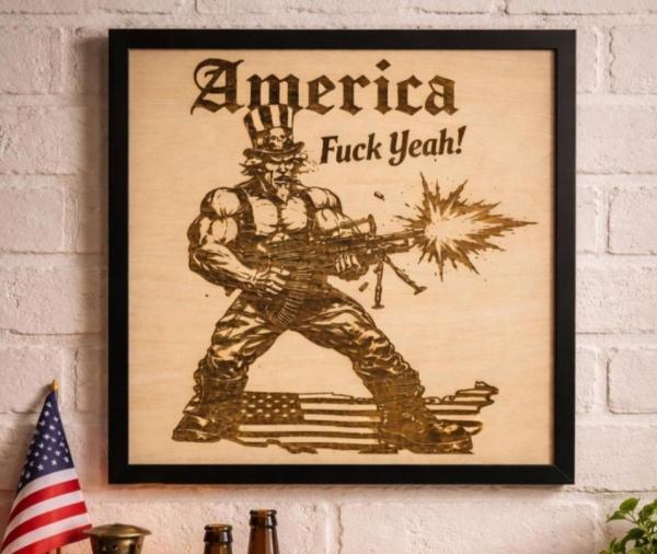 Laser engraved Patriotic framed sign