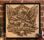 Locked and load American Eagle wooden framed art