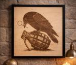 laser engraved crow framed art