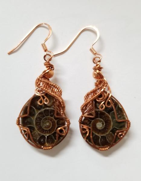 Ammonite Copper Earrings