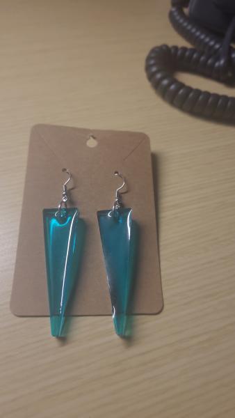 Teal Triangle Earrings