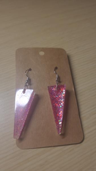 Hot Pink Triangle Earrings