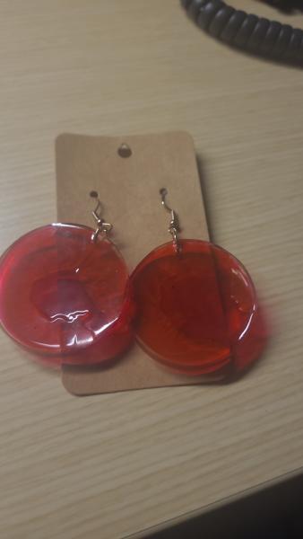 Red Hexagon Earrings