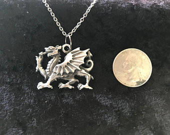 Medieval Metal Welsh Dragon Necklace