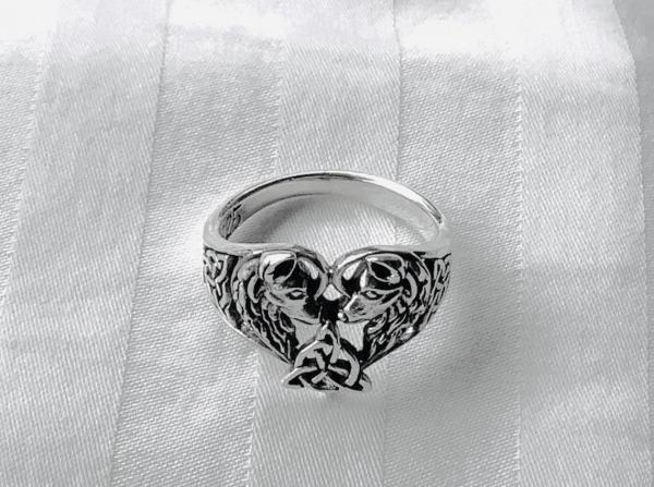 Sterling Silver Celtic Wolf Ring