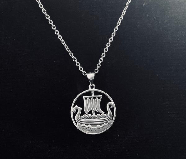 Sterling Silver Viking Ship Pendant picture