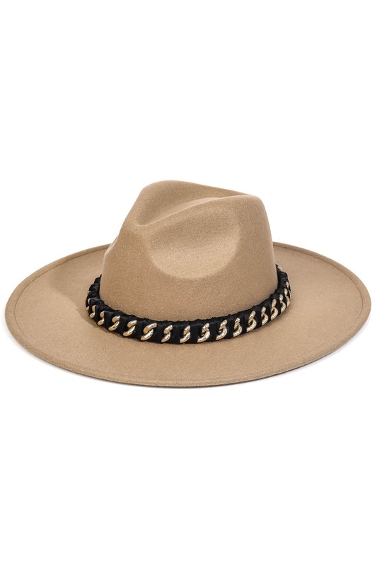 Dash Fedora Hat with Ribbon And Chain