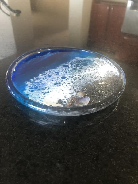 Ocean Inspired Trinket Dish with Sand and Seashells picture