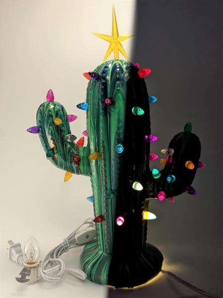 Light Up Ceramic Holiday Cactus picture
