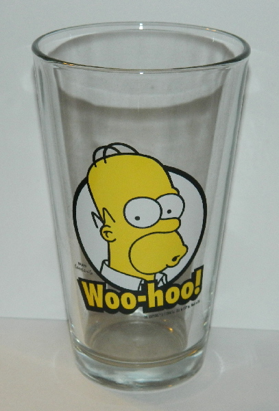The Simpsons Homer Party Animal Illustrated Pint Glass, NEW UNUSED picture