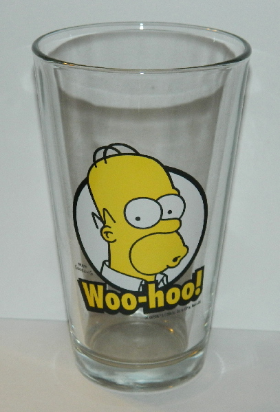 The Simpsons Homer Party Animal Illustrated Pint Glass, NEW UNUSED picture