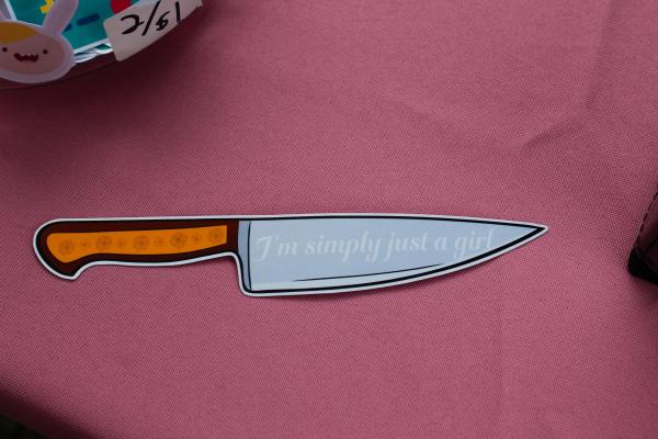Im Simply Just a Girl Knife Sticker | Funny Meme Vinyl Sticker | Waterproof Laptop Sticker | Cute Aesthetic Decal Gift for Her