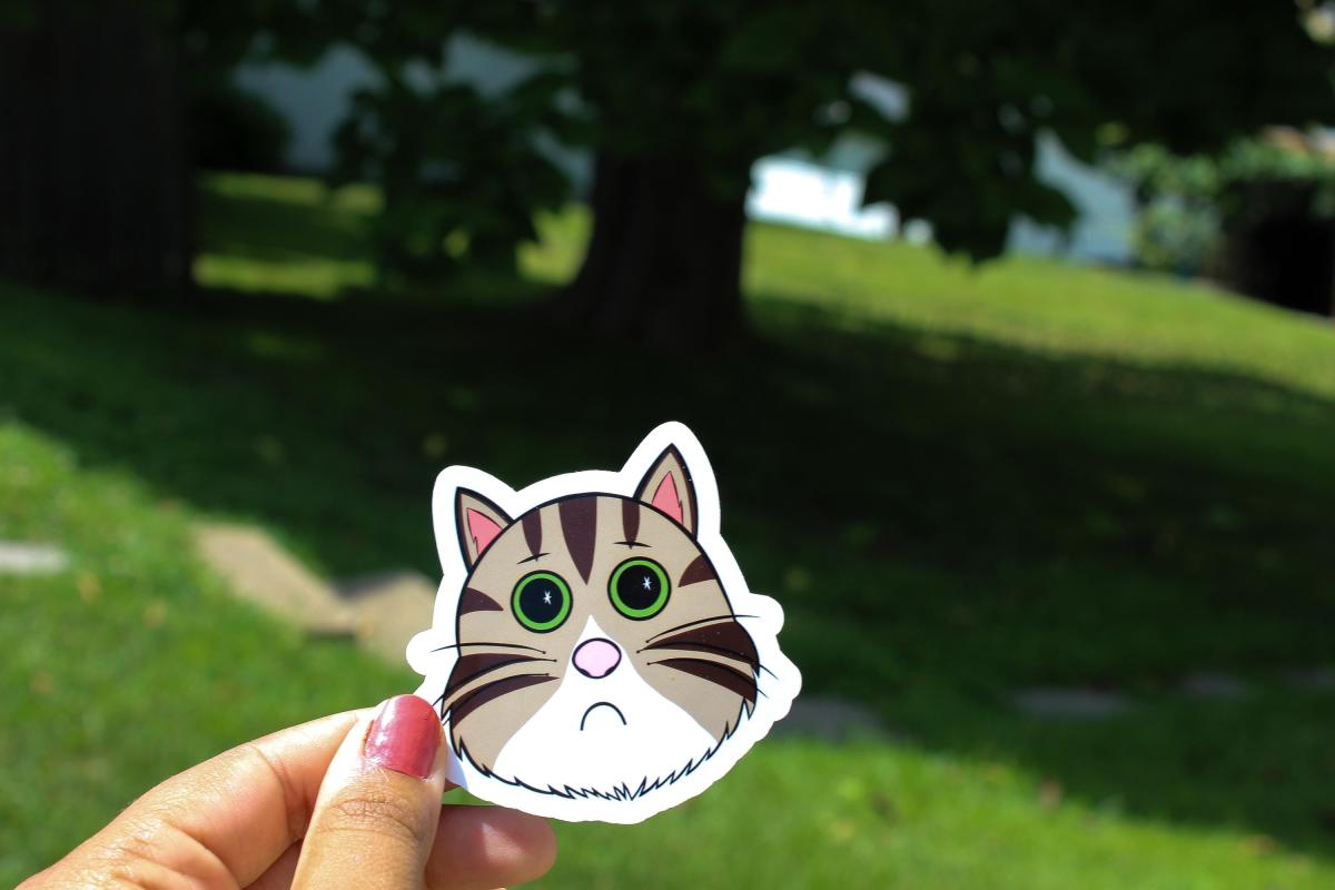 Sad Cat Sticker, Crying Cat Sticker, Cute Cat Meme Vinyl Sticker, Funny Kitty Decal, Waterproof Laptop Sticker, Cat Lover Gift picture