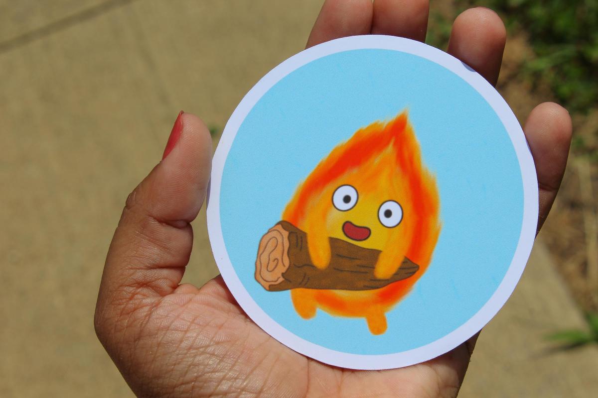Cute Fire Spirit Vinyl Sticker, Kawaii Fire Character Decal, Waterproof Fantasy Sticker, Whimsical Character Art, Cute Vinyl Sticker Gift picture