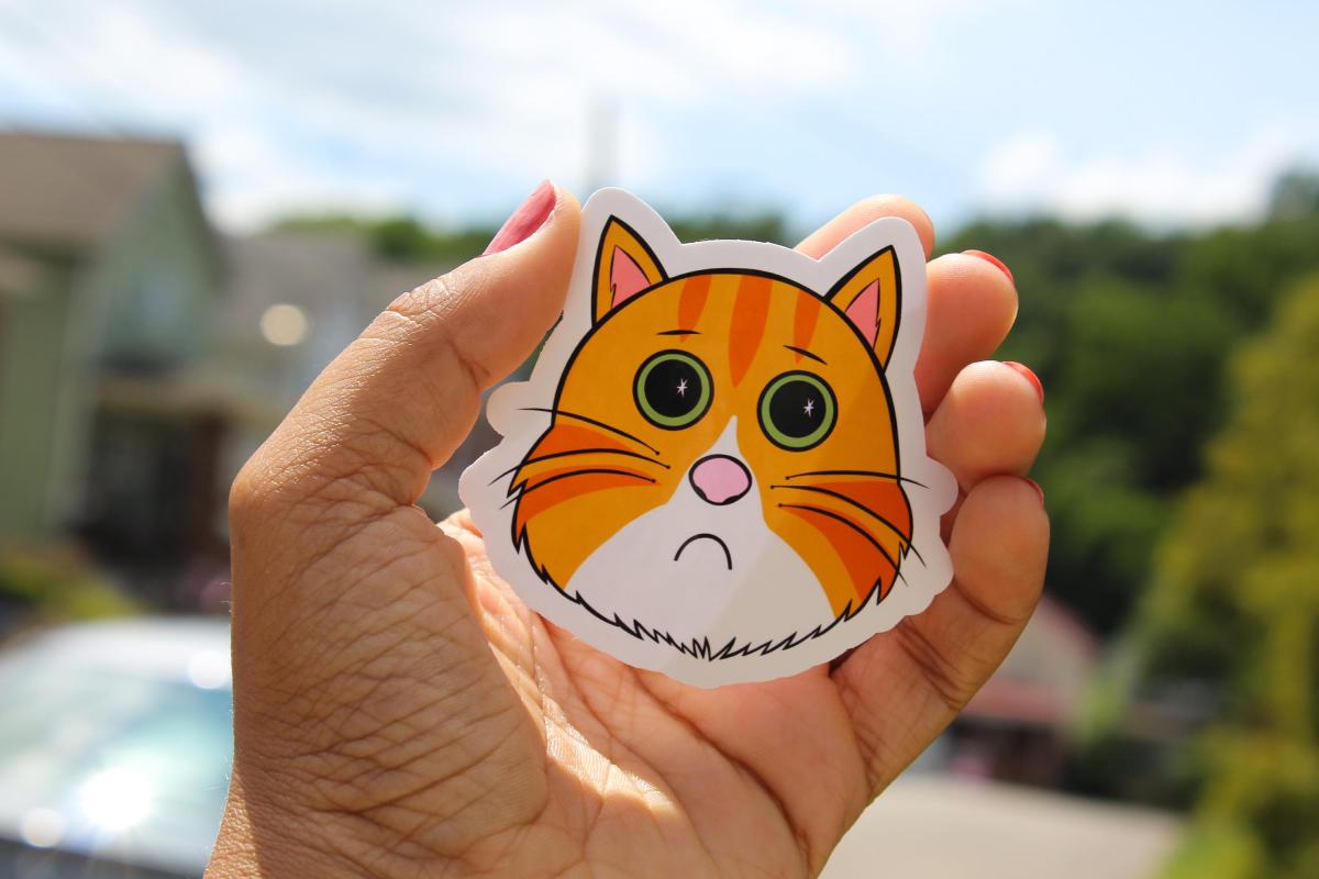Orange Tabby Cat Sticker, Cute Orange Cat Vinyl Sticker, Funny Kitty Decal, Waterproof Laptop Sticker, Water Bottle Sticker, Cat Lover Gift picture