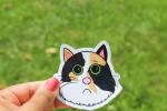 Cute Calico Cat Sticker | Sad Kitty Vinyl Sticker | Cartoon Cat Decal | Waterproof Laptop Sticker | Cat Lover Gift | Cute Animal Sticker