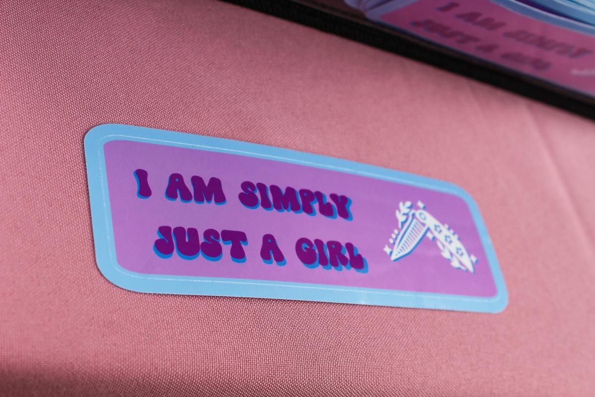 Simply Just a Girl Sticker | Funny Knife Sticker | Waterproof Vinyl Sticker | Feminine Meme Decal | Laptop Sticker | Water Bottle Sticker picture