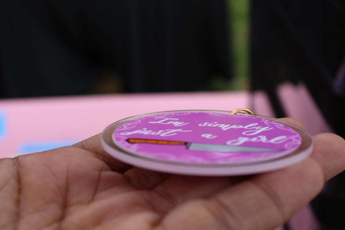 I'm Simply Just a Girl Acrylic Keychain | Funny Knife Keychain | Cute Pink Keychain | Kawaii Bag Charm | Purse Charm | Gift for Her picture