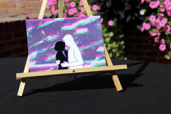 Glitch Love Wall Art | Modern Abstract Couple Print | Digital Romance Illustration | Vaporwave Aesthetic Decor | 5x7 Art Print