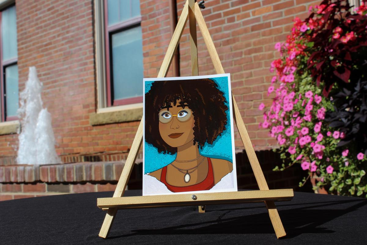 Curly Hair Portrait Wall Art | Natural Hair Illustration | Modern Black Woman Art | Afro Portrait Decor | 5x7 Print picture