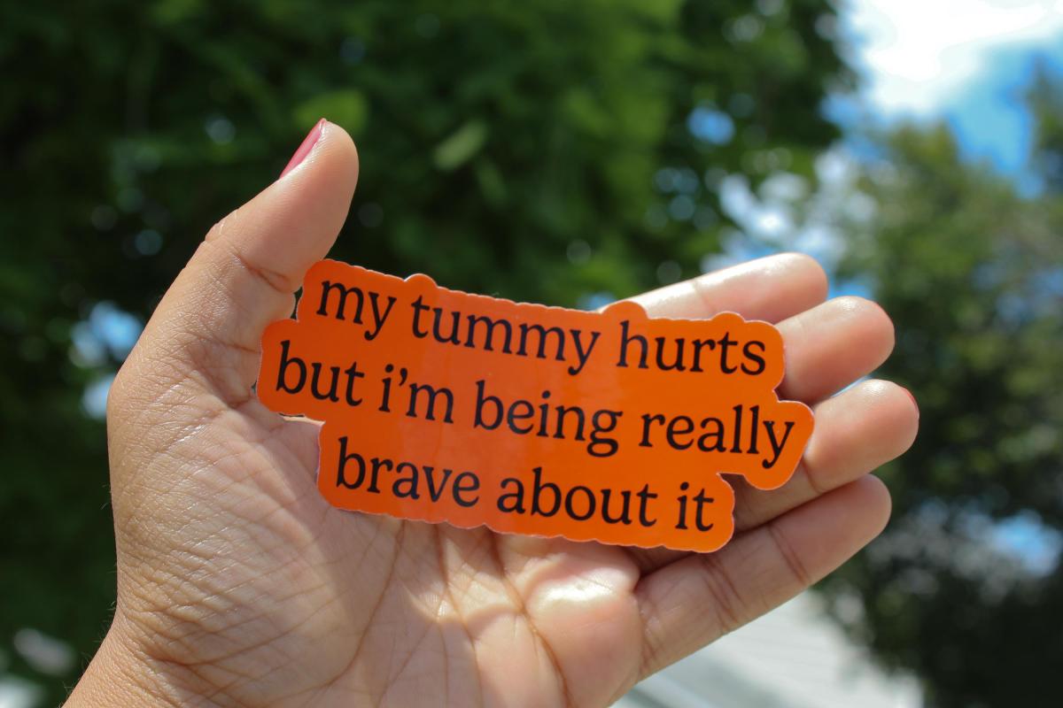 My Tummy Hurts Sticker, Funny Stomach Sticker, Relatable Meme Vinyl Sticker, Waterproof Laptop Sticker, Water Bottle Sticker, Cute Gift picture