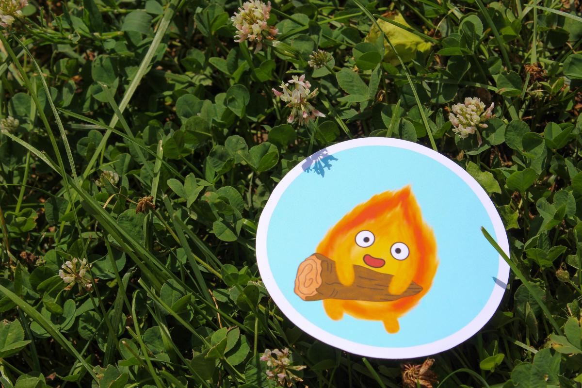 Cute Fire Spirit Vinyl Sticker, Kawaii Fire Character Decal, Waterproof Fantasy Sticker, Whimsical Character Art, Cute Vinyl Sticker Gift picture