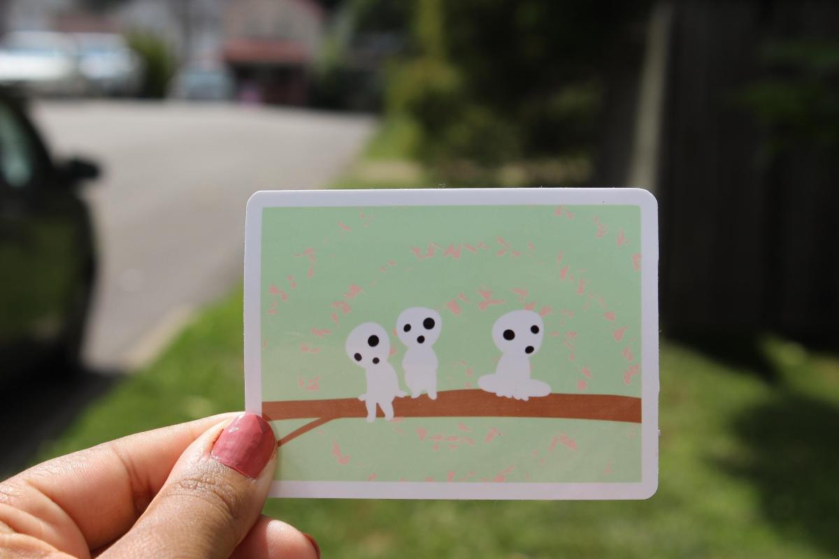 Kodama Forest Spirits Sticker, Tree Spirit Vinyl Sticker, Cute Forest Creature Sticker, Nature, Anime Inspired Art, Laptop Sticker picture
