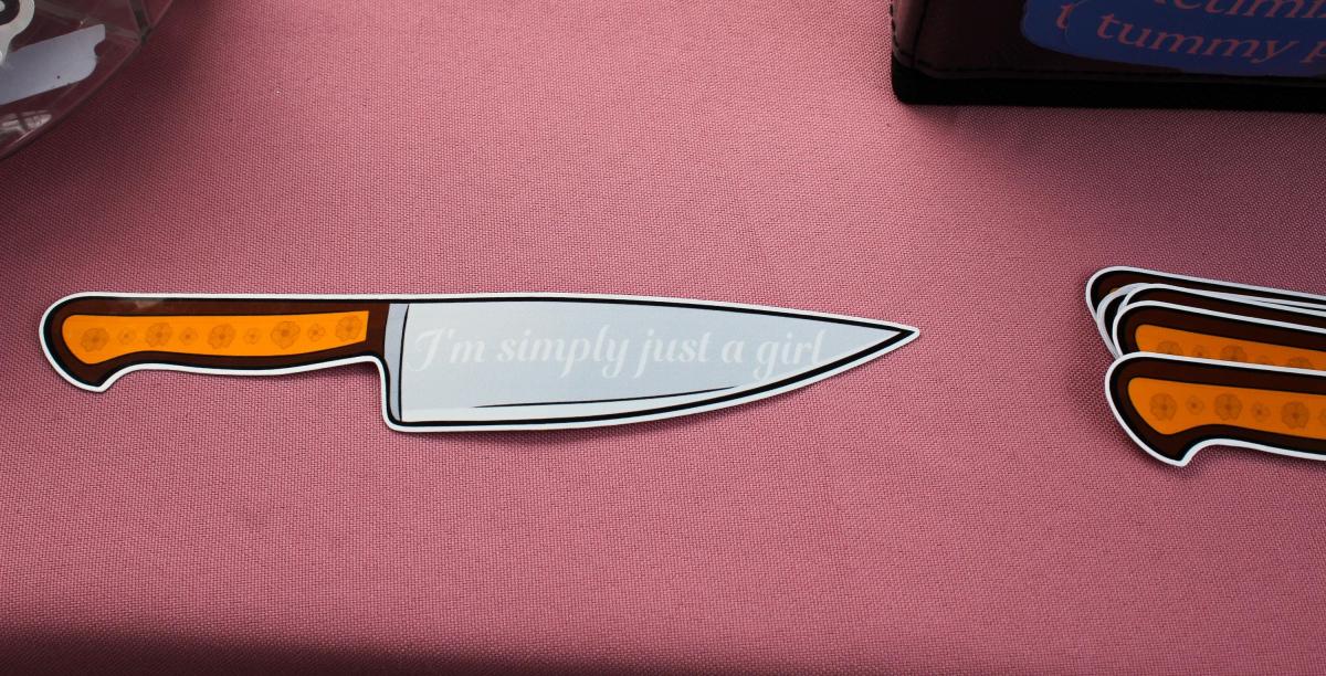 Im Simply Just a Girl Knife Sticker | Funny Meme Vinyl Sticker | Waterproof Laptop Sticker | Cute Aesthetic Decal Gift for Her picture