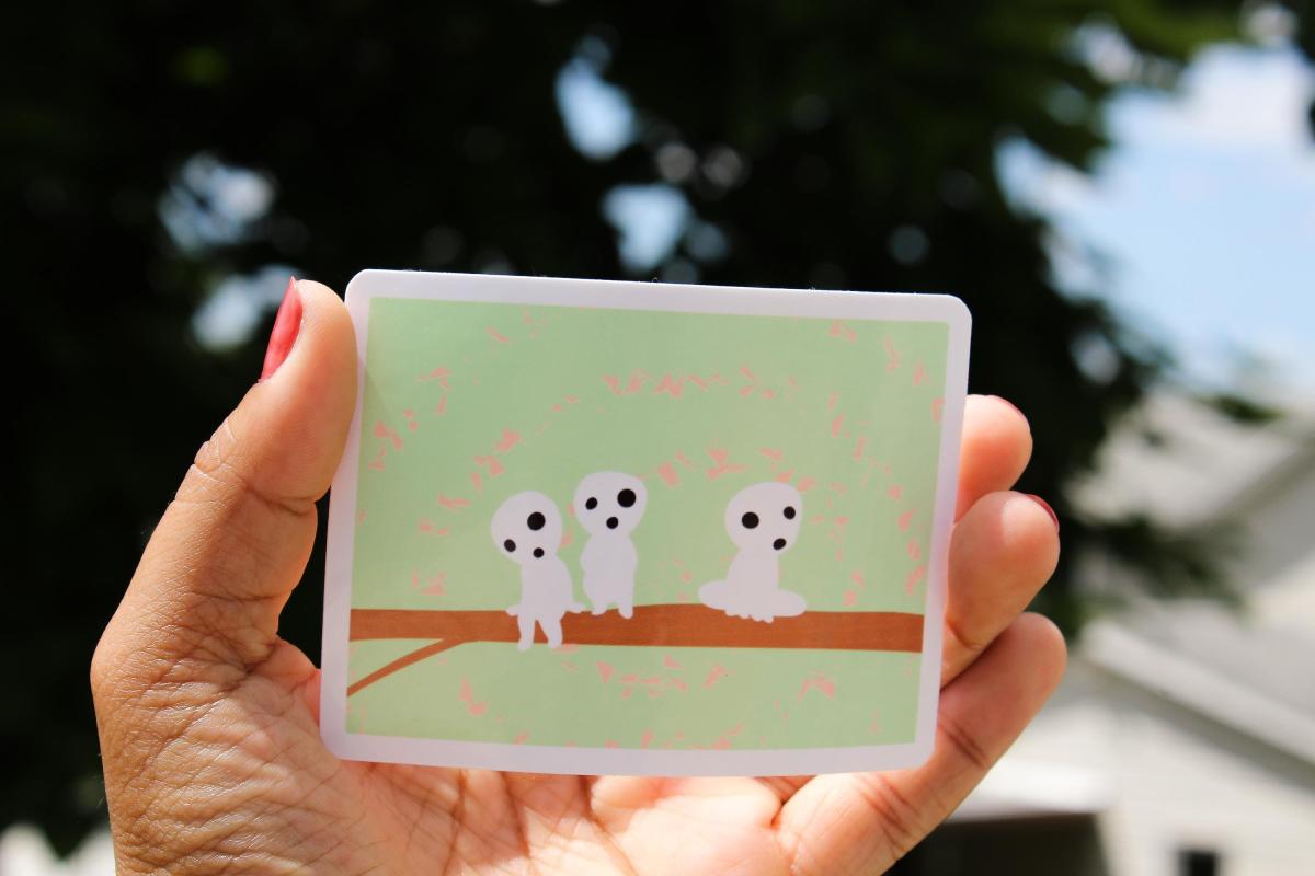 Kodama Forest Spirits Sticker, Tree Spirit Vinyl Sticker, Cute Forest Creature Sticker, Nature, Anime Inspired Art, Laptop Sticker picture