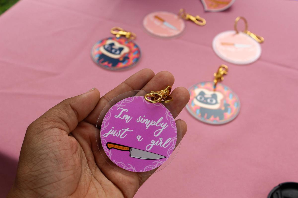 I'm Simply Just a Girl Acrylic Keychain | Funny Knife Keychain | Cute Pink Keychain | Kawaii Bag Charm | Purse Charm | Gift for Her picture