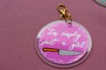 I'm Simply Just a Girl Acrylic Keychain | Funny Knife Keychain | Cute Pink Keychain | Kawaii Bag Charm | Purse Charm | Gift for Her