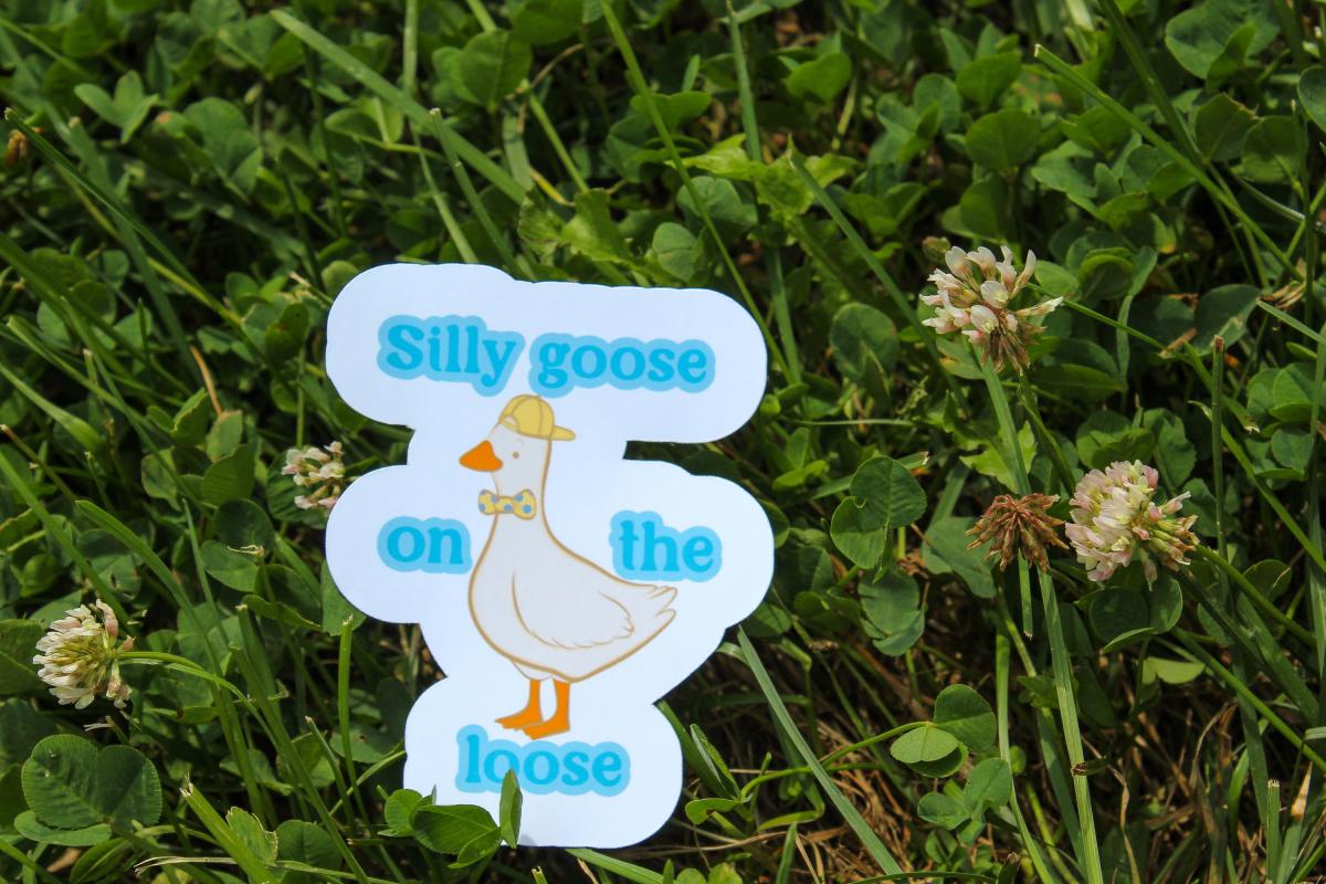 Silly Goose on the Loose Vinyl Sticker | Funny Goose Sticker | Cute Waterproof Decal | Goose Lover Gift | Whimsical Animal Sticker picture