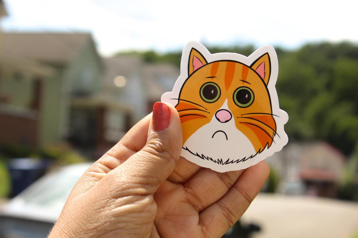 Orange Tabby Cat Sticker, Cute Orange Cat Vinyl Sticker, Funny Kitty Decal, Waterproof Laptop Sticker, Water Bottle Sticker, Cat Lover Gift picture