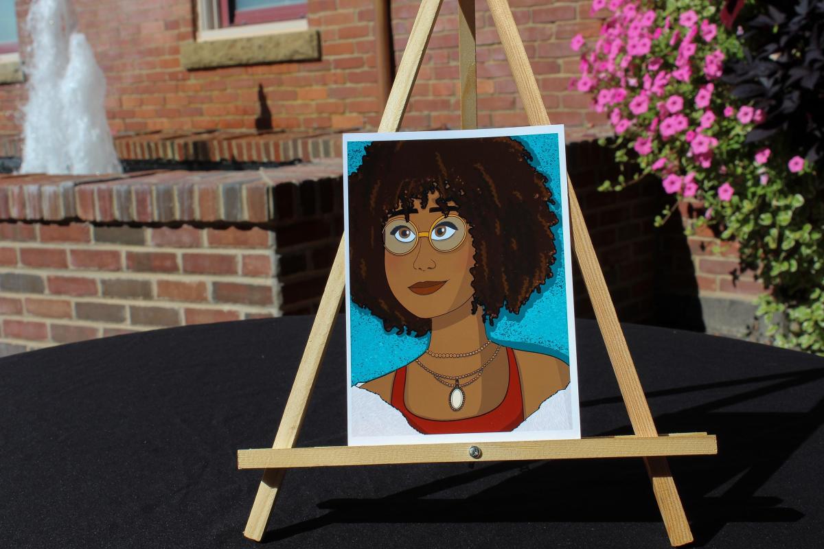 Curly Hair Portrait Wall Art | Natural Hair Illustration | Modern Black Woman Art | Afro Portrait Decor | 5x7 Print picture