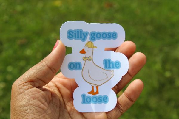 Silly Goose on the Loose Vinyl Sticker | Funny Goose Sticker | Cute Waterproof Decal | Goose Lover Gift | Whimsical Animal Sticker