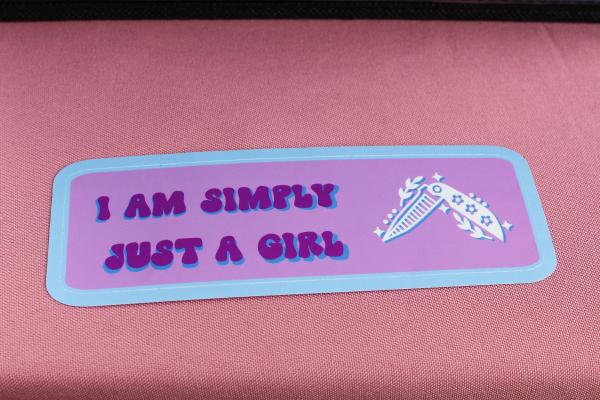 Simply Just a Girl Sticker | Funny Knife Sticker | Waterproof Vinyl Sticker | Feminine Meme Decal | Laptop Sticker | Water Bottle Sticker
