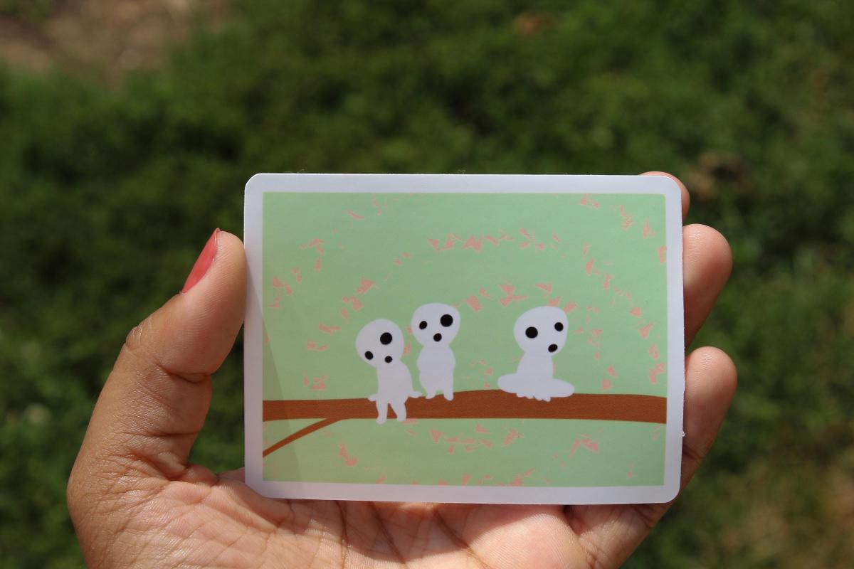 Kodama Forest Spirits Sticker, Tree Spirit Vinyl Sticker, Cute Forest Creature Sticker, Nature, Anime Inspired Art, Laptop Sticker picture