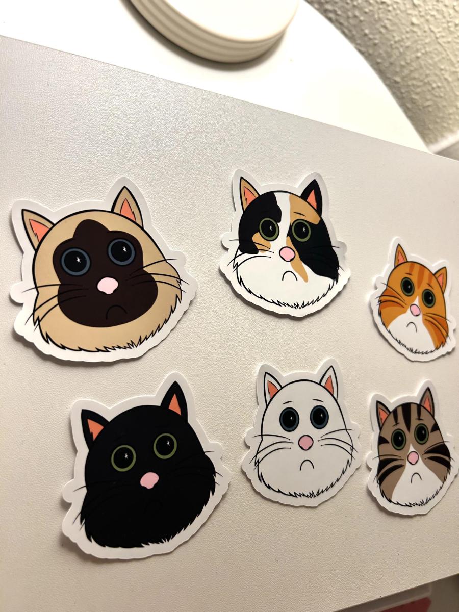 Adopt a Cat Sticker Bundle, 6 Cute Cat Vinyl Stickers, Kawaii Kitty Sticker Pack, Waterproof Laptop Stickers, Cat Lover Gift, Original Art picture