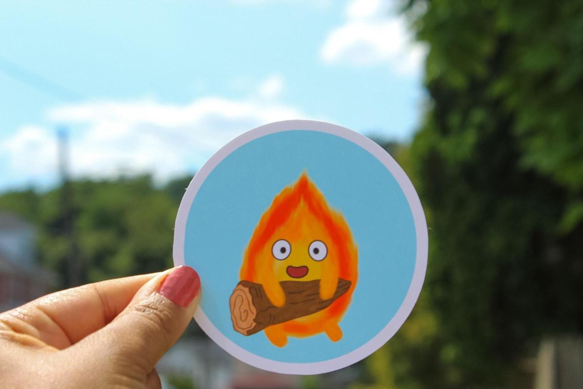 Cute Fire Spirit Vinyl Sticker, Kawaii Fire Character Decal, Waterproof Fantasy Sticker, Whimsical Character Art, Cute Vinyl Sticker Gift picture