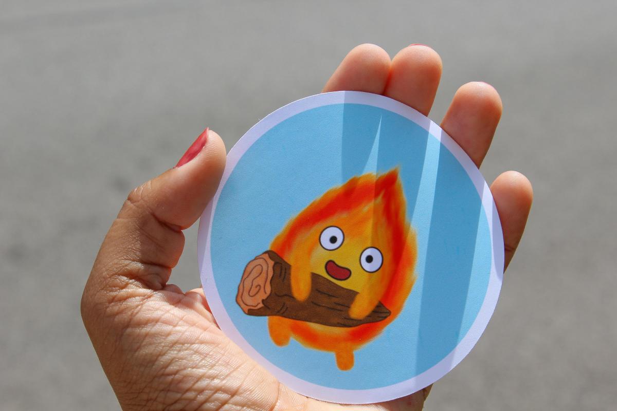 Cute Fire Spirit Vinyl Sticker, Kawaii Fire Character Decal, Waterproof Fantasy Sticker, Whimsical Character Art, Cute Vinyl Sticker Gift picture