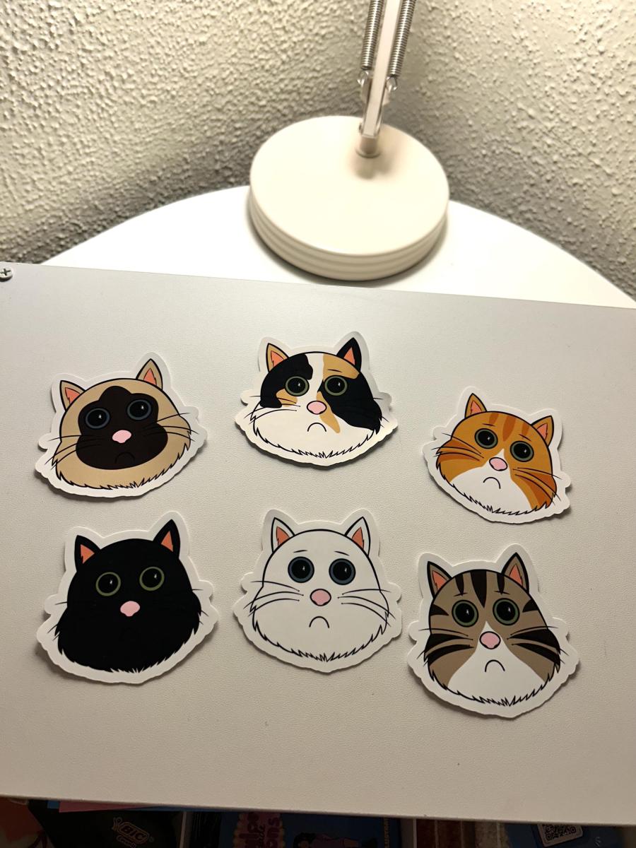 Adopt a Cat Sticker Bundle, 6 Cute Cat Vinyl Stickers, Kawaii Kitty Sticker Pack, Waterproof Laptop Stickers, Cat Lover Gift, Original Art picture