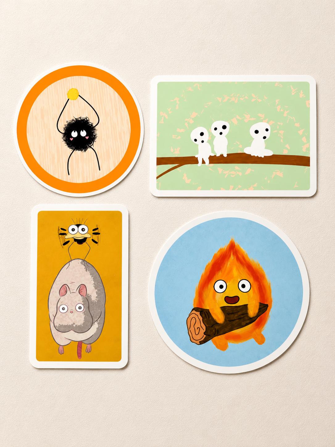Set of 4 Waterproof Vinyl Stickers | Cute Whimsical Character Decals | Original Fan Art Collection | Gift for Animation Fans picture