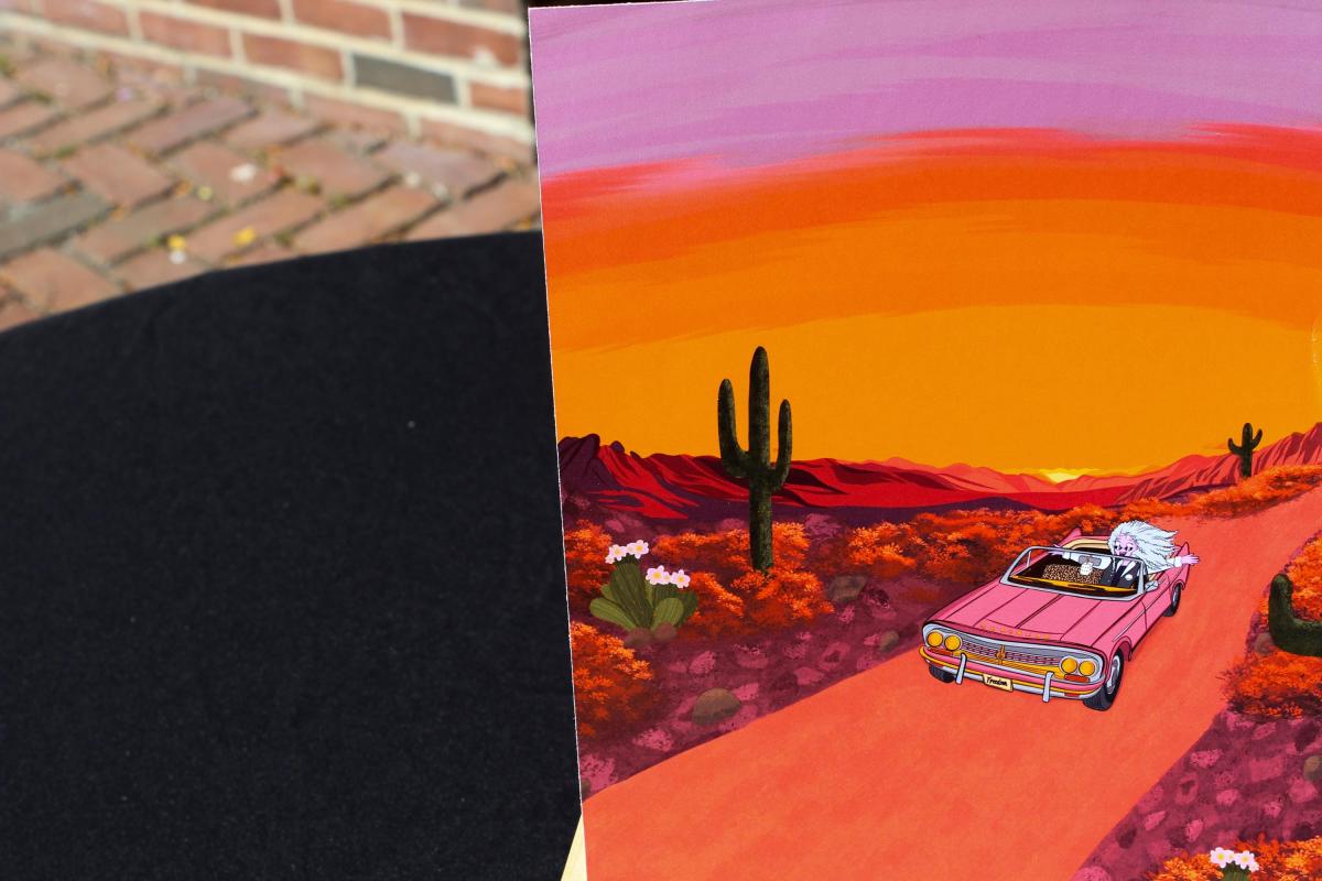 Freedom Looks Good on Her | Desert Sunset Wall Art | Convertible Road Trip Illustration | Western Landscape Decor | Boho Desert Artwork picture