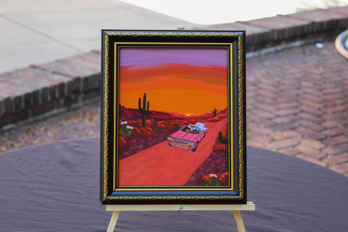 Freedom Looks Good on Her | Desert Sunset Wall Art | Convertible Road Trip Illustration | Western Landscape Decor | Boho Desert Artwork picture