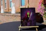 Green Space Warrior Wall Art | Cosmic Hero Inspired Illustration | Sci-Fi Room Decor | Action Character Artwork | Neon Fantasy Poster