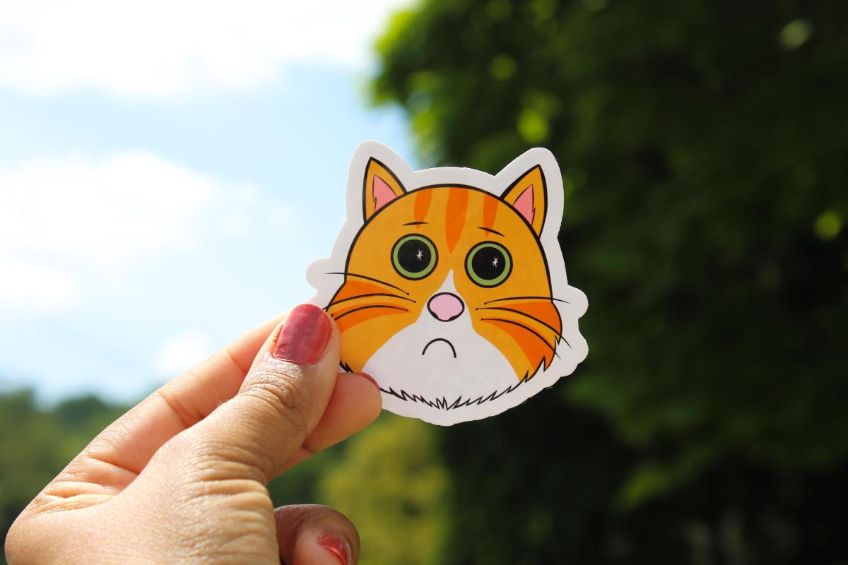 Orange Tabby Cat Sticker, Cute Orange Cat Vinyl Sticker, Funny Kitty Decal, Waterproof Laptop Sticker, Water Bottle Sticker, Cat Lover Gift picture