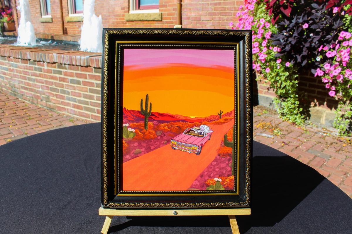 Freedom Looks Good on Her | Desert Sunset Wall Art | Convertible Road Trip Illustration | Western Landscape Decor | Boho Desert Artwork picture