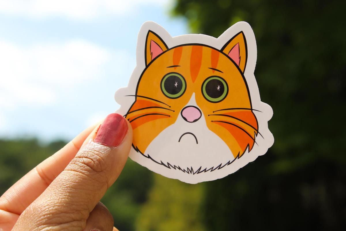 Orange Tabby Cat Sticker, Cute Orange Cat Vinyl Sticker, Funny Kitty Decal, Waterproof Laptop Sticker, Water Bottle Sticker, Cat Lover Gift picture